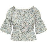 Mymo - Spring Flowers - Blouse - Blauw - Veelkleurig