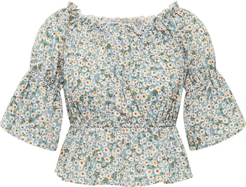 Mymo - Spring Flowers - Blouse - Blauw - Veelkleurig
