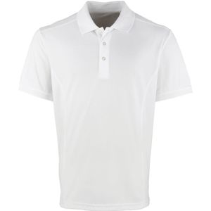 Premier Heren Coolchecker Pique Korte Mouw Polo T-Shirt (Wit) - Maat L
