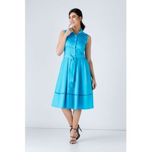 Turquoise knoopdetail jurk