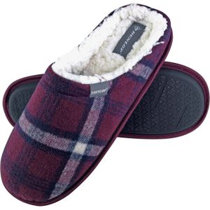 Dunlop - Heren Warme Pluche Fleece Voering Instap Muil Geruite Huisslippers