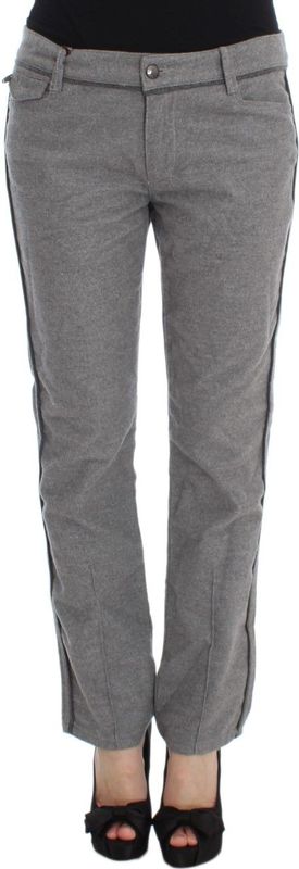 Grijze Rechte Broek met Zijstripe Detail