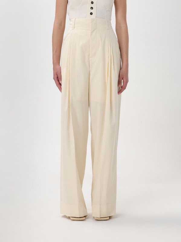 Gewatteerde Cupro Broek met Wijde Pijpen