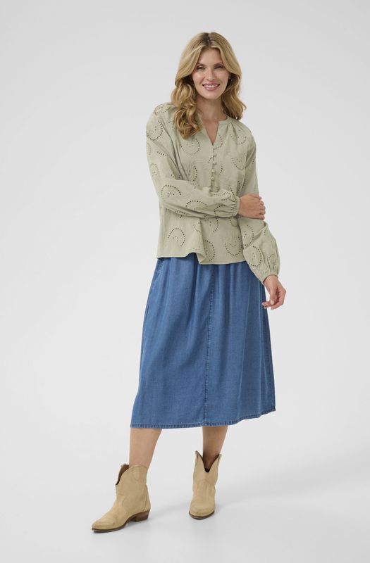 Cream - CR Delia - Blouse - Pastelgroen - Wijde Pasvorm - Lange Mouw