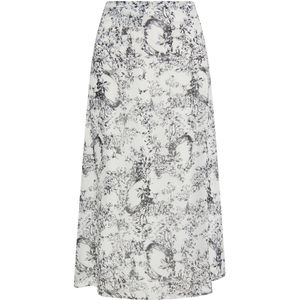 Dreimaster - A-lijnrok - Zwart Wit - Midi - Elegante Bloemenprints