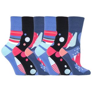 Gentle Grip - Damessokken - 6 Paar - Zwart - Katoen