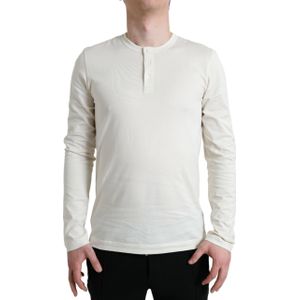 Longsleeves - Off White - Henley Pullover Sweater - 100% Katoen