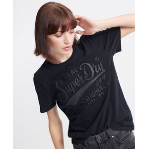 Superdry Real Original T-shirt Met Glitters En Reliëfopdruk - Dames - Maat 38