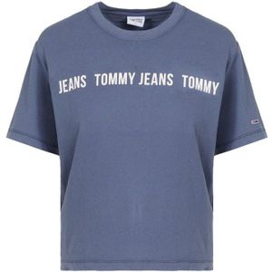 Women's Tommy Hilfiger Boxy Crop Tape T-Shirt In Navy - Maat XS