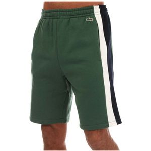 Men's Lacoste Brushed Fleece Colourblock Shorts In Green Blue - Maat S