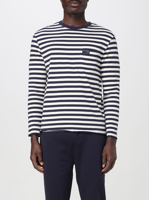 Gestreepte Lange Mouwen Pocket T-shirt