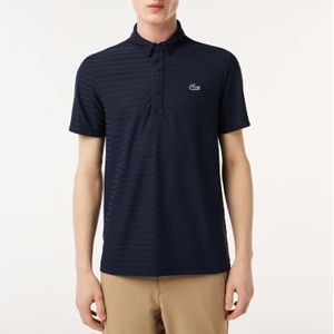 Heren Lacoste Sport Textured Breathable Golf Poloshirt in Navy
