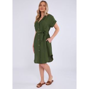 Khaki oversized viscose overhemd met riem