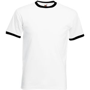 Fruit Of The Loom Heren Ringer T-shirt met korte mouwen (Wit/Zwart)