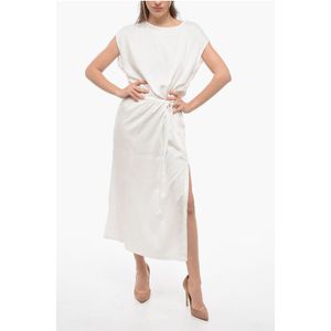 Twill effen maxi-jurk in wit