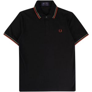 Fred Perry groen en bruin dubbel getipt zwart poloshirt