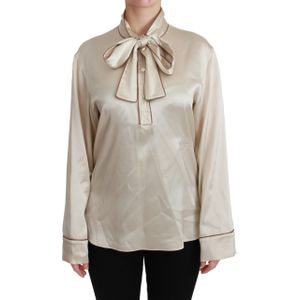 Dolce & Gabbana - Long Sleeve Blouse Top - Beige - 100% Zijde Satin
