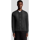 Lyle & Scott wolmix kabelgebreid overhemd - grijs