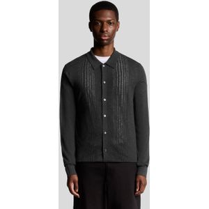 Lyle & Scott wolmix kabelgebreid overhemd - grijs