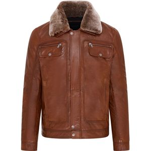 Heren - Tan - Trucker Shirt - Leren Jack - Tornio