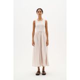 Jurk - Ecru - Slim Fit - Mouwloos - Hoge Taille - Enkel Lengte