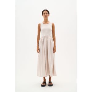 Jurk - Ecru - Slim Fit - Mouwloos - Hoge Taille - Enkel Lengte