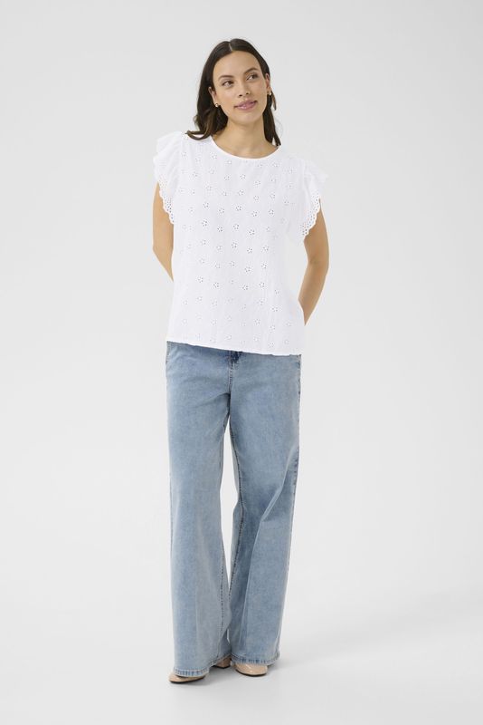 Mouwloos Shirt - Wit - Regular Fit - Heuplengte - 100% Katoen