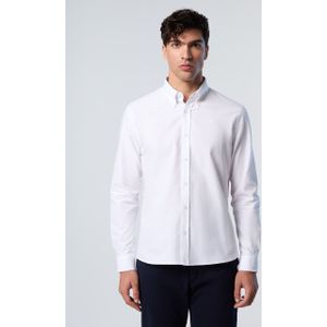 North Sails - Overhemden - Wit - Katoen - Geborduurd Katoenen Overhemd met Contrasterende Manchetten