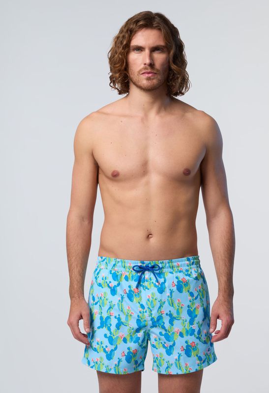 North Sailsvoor mannen. 673746 Blauw zwempak met grafische print (S), Strandkleding, Polyester