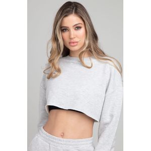 SikSilk - Cropped Sweatshirt - Grijs - Oversize Fit - Zacht Aanvoelend Stof