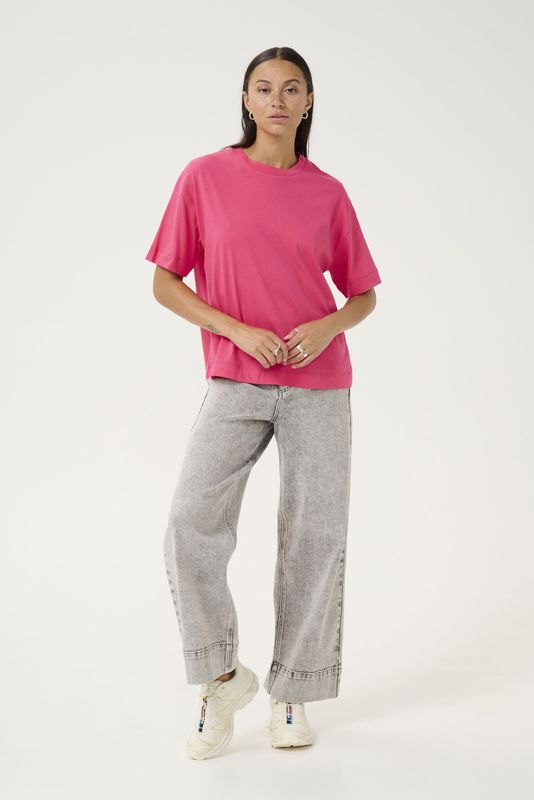 Kaffe - Tomina - T-shirt - Donkerroze - Wijde Pasvorm