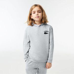 Boy's Lacoste Printed Hooded Sweatshirt in Grey
