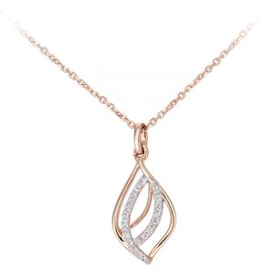 9ct rosÃ©gouden diamanten hangerketting in gedraaide traan