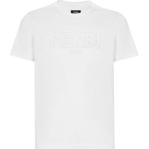 Fendi T-shirt met zigzaglogo in wit