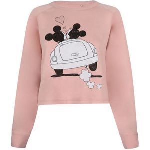 Disney Dames/dames Mickey & Minnie Mouse Hartjes Crop Sweatshirt (Schemerig Roze)