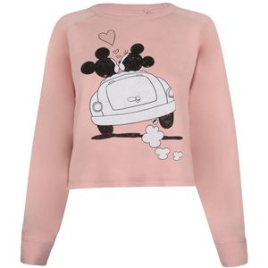 Disney Dames/dames Mickey & Minnie Mouse Hartjes Crop Sweatshirt (Schemerig Roze)