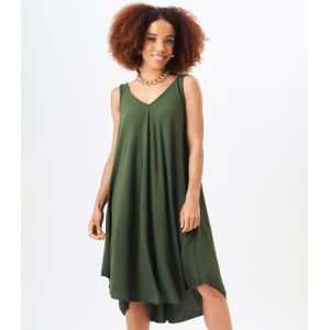 Kaki gestructureerde geweven oversized jurk met bandjes