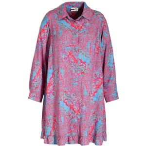 STUDIO geweven blouse Evelina met grafische print roze/blauw
