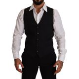 Dolce & Gabbana - Kostuum - Blauw - Elegante Blauw Gestreepte Vest
