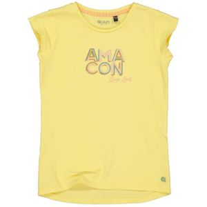 Quapi T-shirt QTECILIA Met Tekst Geel - Maat 5-6J / 110-116cm