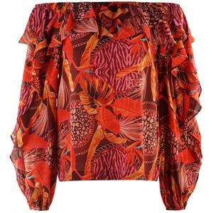 Inoa Congo Rainforest 1202115 Red Long Sleeve Silk Flamenco Top
