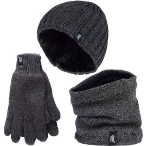 Heat Holders - Heren Muts, Sjaal & Handschoenen Set - Winter Accessoires Set - Grijs
