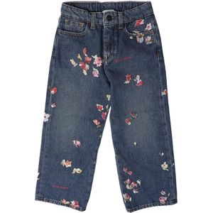 Palm Angels Jeans met bloemen voor kinderen (Blauw/rood)