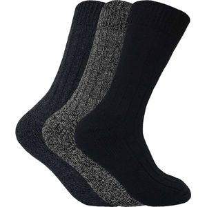 Set van 3 dikke wandelsokken van warme wolmix voor heren - Blauw