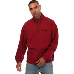 Heren Levis Relaxed 1/4 Zip Pouch Jacket in Rood