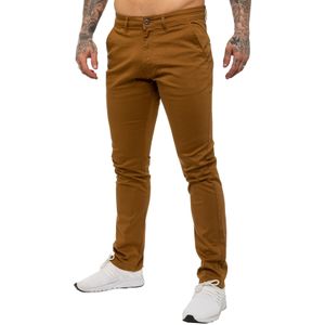 Enzo | Heren Slim Fit Stretch Chino Jeans - Bruin