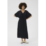 CULTURE - Jurk - Zwart/Wit - 7/8 Lengte - Wijde Pasvorm - V-hals - Bloemenprint