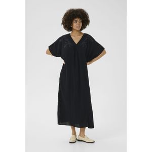 CULTURE - Jurk - Zwart/Wit - 7/8 Lengte - Wijde Pasvorm - V-hals - Bloemenprint