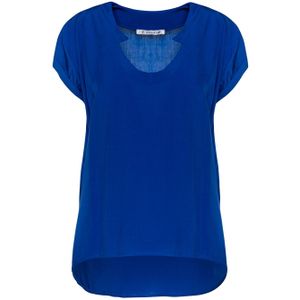 Top - Elektrisch Blauw - 100% Viscose - Ronde Hals - Dubbele Kapmouwtjes