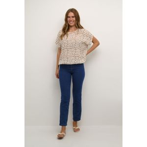 Blouse met korte mouwen Relaxed fit Chinchilla/Chalk Graphic print beige